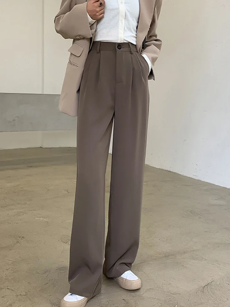 

Spring Casual Suit Pants Women Elegant Office Ladies Work Wide Leg Straight Bottoms Sweatpants Women Baggy Korean 2024