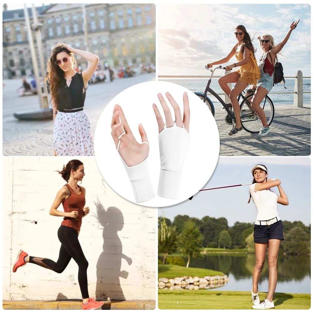 قفازات جولف نسائية واقية من الشمس قابلة للتنفس، قفازات حامية من الحرير الجليدي المجوف المرنة للتمرين في الهواء الطلق