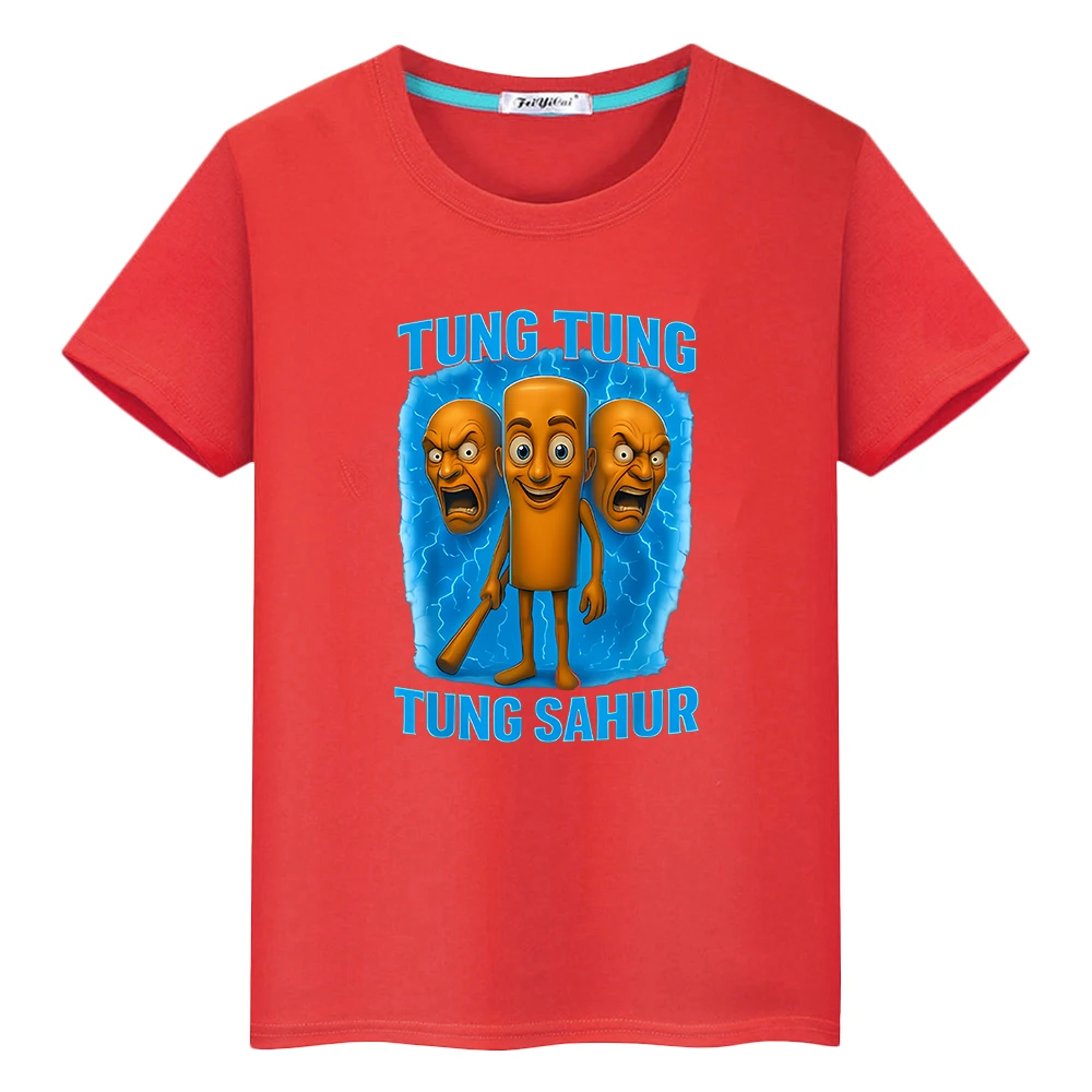 

Футболка с принтом tung tung sahur для мальчиков 10 лет, футболки из 100% хлопка, аниме, короткие милые топы, футболка с героями мультфильмов, детская одежда для девочек y2k