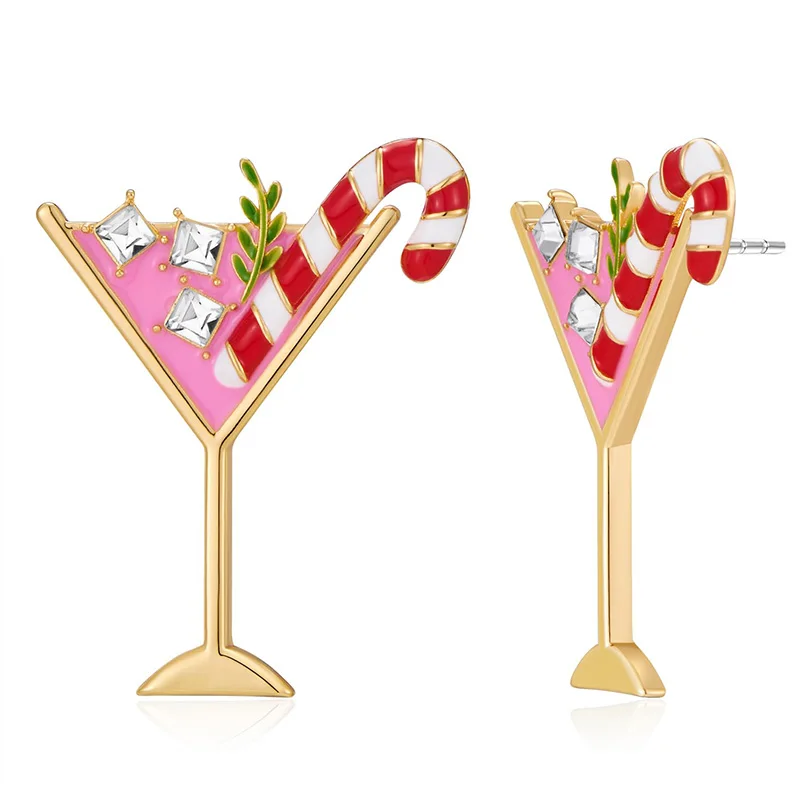 أقراط عيد الميلاد للنساء لقضاء عطلة مارتيتي زجاجية متدلية ملونة على شكل قصب حلوى يهتف عيد الميلاد إكسسوار لطيف للهدايا المتألقة