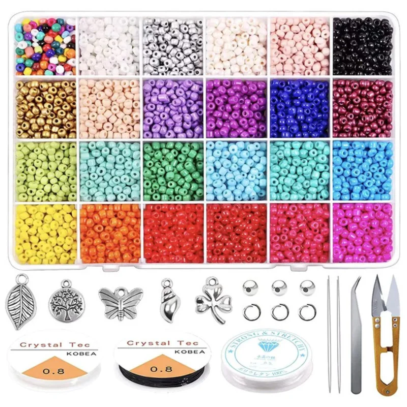 3mm Glass Seed Beads For Jewelry Making Set Diy Jewelry Making Beads Rings Necklace Earring Making Supplies Bracelet Beads Kit