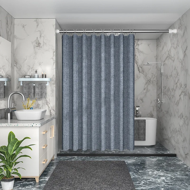 Heavy Duty Shower Curtain for Bathroom Privacy Protecting Pure Color Bath Curtain Waterproof Fabric Screen Curtain for Bathroom