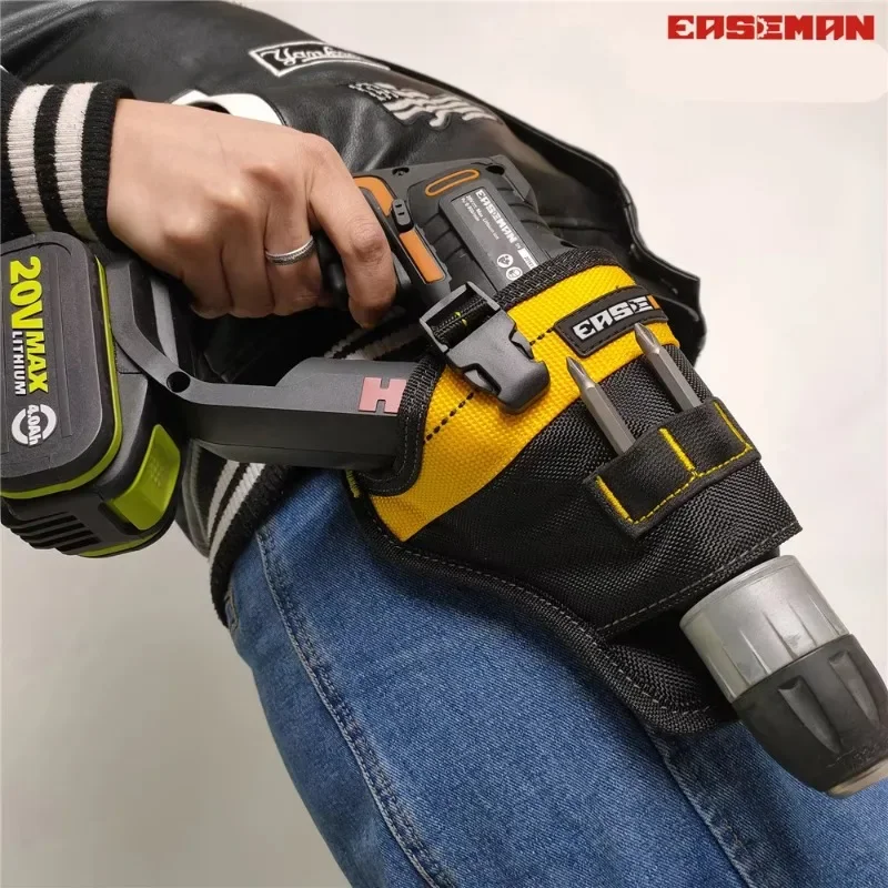 Durable Tool Bag with Multiple Pockets, Professional Heavy Electric Drill Pouch, Waterproof Waist Belt Repairman Hardware Part