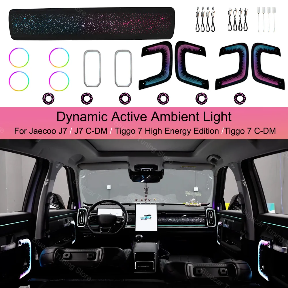 Dynamic Active Ambient Lighting  For Jaecoo J7 / J7 C-DM / Tiggo 7 High Energy Edition / Tiggo 7 C-DM 2023-2025