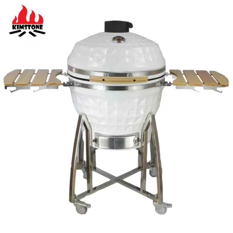 24inch KIMSTONE KimBer Series Diamond Pattern White Kamado Grill Luxury Household Using In BBQ Grill
