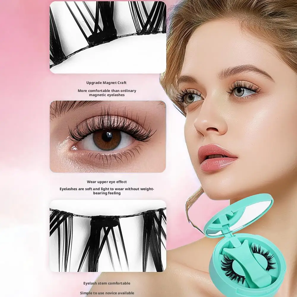 Non Adhesive False Eyelashes Reusable 3D Glue-free Waterproof Natural False Eyelashes Set Curly Fluffy Magnetic False Eyelashes