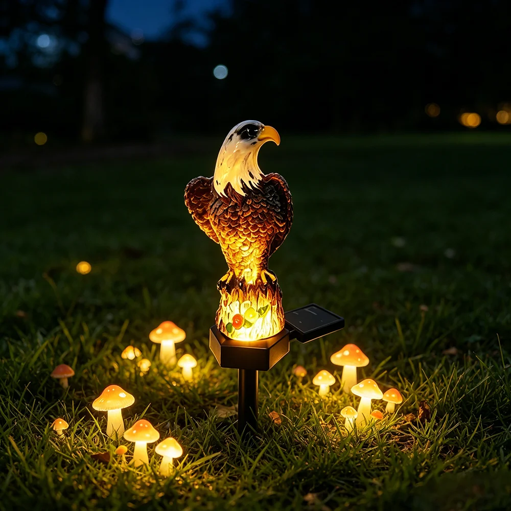 1pc Simulated Bald Eagle Shaped Solar Lawn Ground Plug Light, Courtyard Garden Trail Villa Landscape Light, No Wiring Required