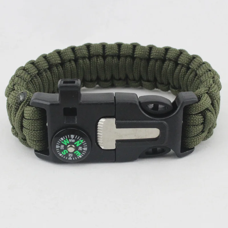 Fashion Men Outdoor Survival Umbrella Rope SOS Bracelet Camping Adventure Emergency Rescue Compass Sport Whistle Bracelets
