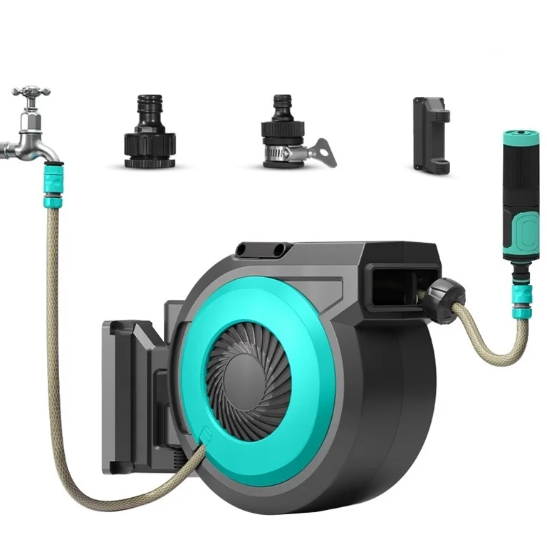 High-quality wall-mounted slow rewind 40M 1/2 inch automatic PVC garden hose reel CNS 180 rotary