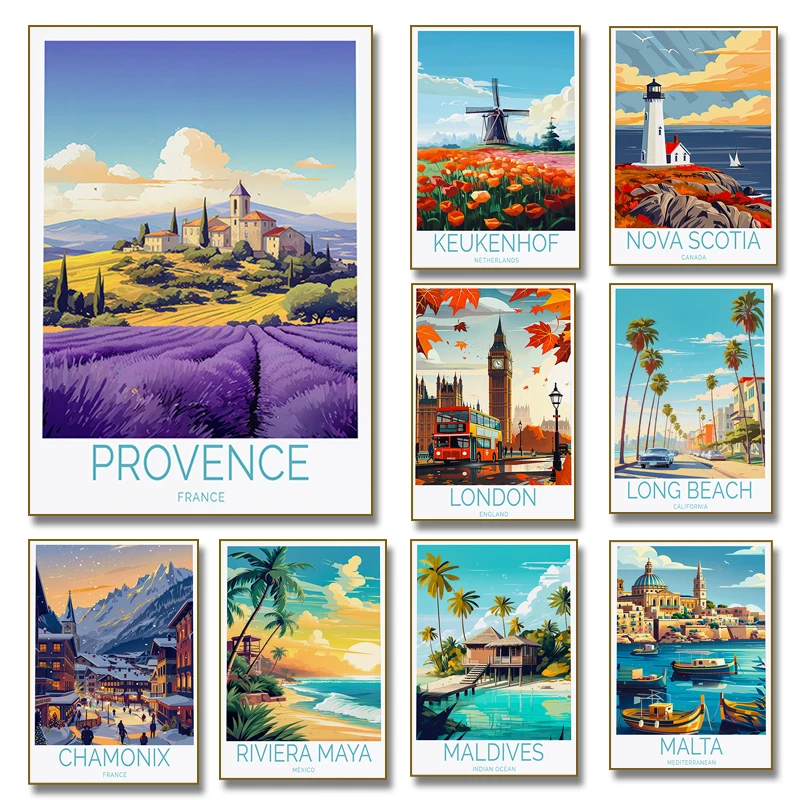 Mount Rainier Istanbul Nice Provence France Travel Mexico Poster Landscape Seaside Canvas Painting Wall Art Picture Home Decor