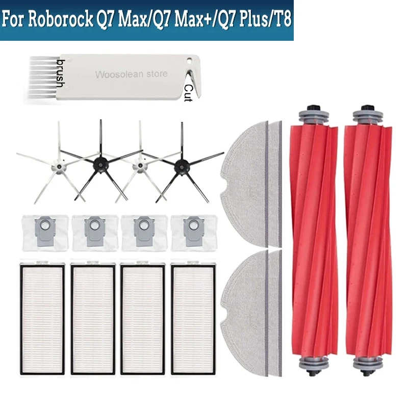 

Запчасти для робота-пылесоса Xiaomi Roborock Q7 Max,Q7 Max +,Q7 Plus,T8, Hepa фильтр, основная боковая щетка, Швабра, тканевый мешок для пыли