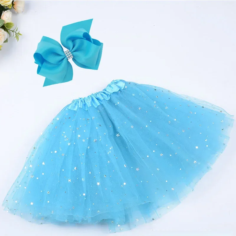 Girls Layered Tulle Tutu Skirt with Hairbow Ballet Dressing Up Kids Dance Wear  Birthday  Christmas Gift 2-8 Years Halloween