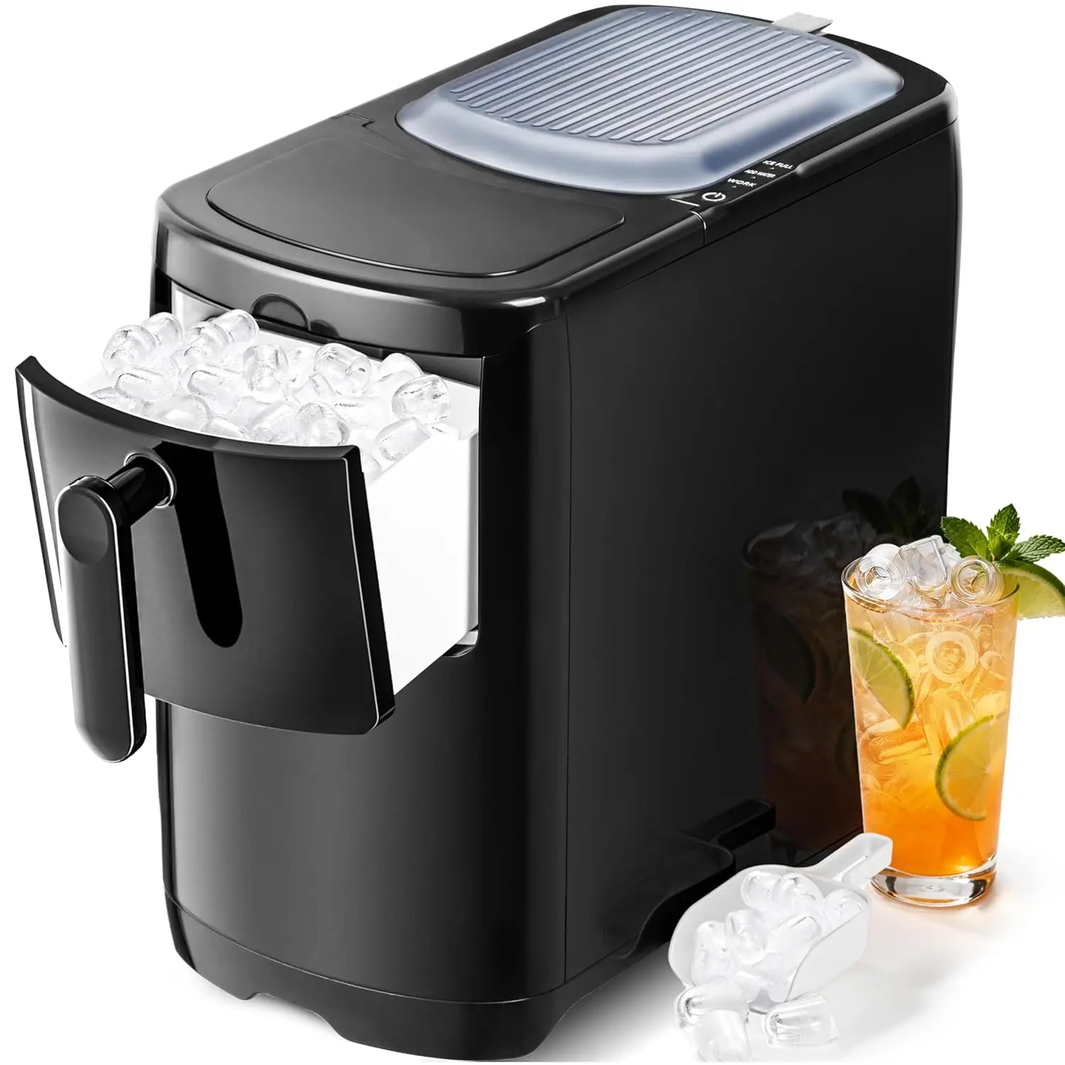 

Portable Countertop Ice Maker with Self-Cleaning, 18Lbs/24H, One-Touch Operation, Ice Scoop for Home, Kitchen, Office(Black)