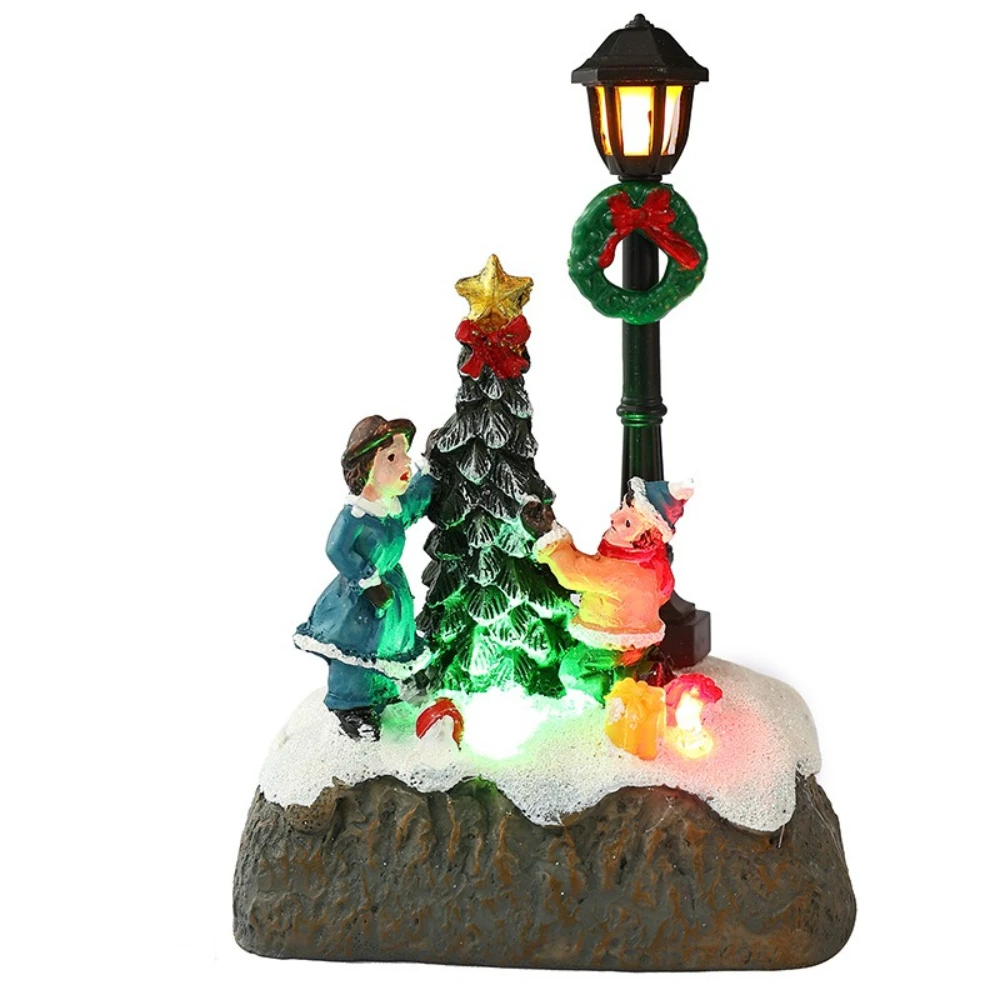 

New Christmas Decorations Resin Small House Micro-landscape Illuminated Christmas Snowman Office Table Display Christmas Gift