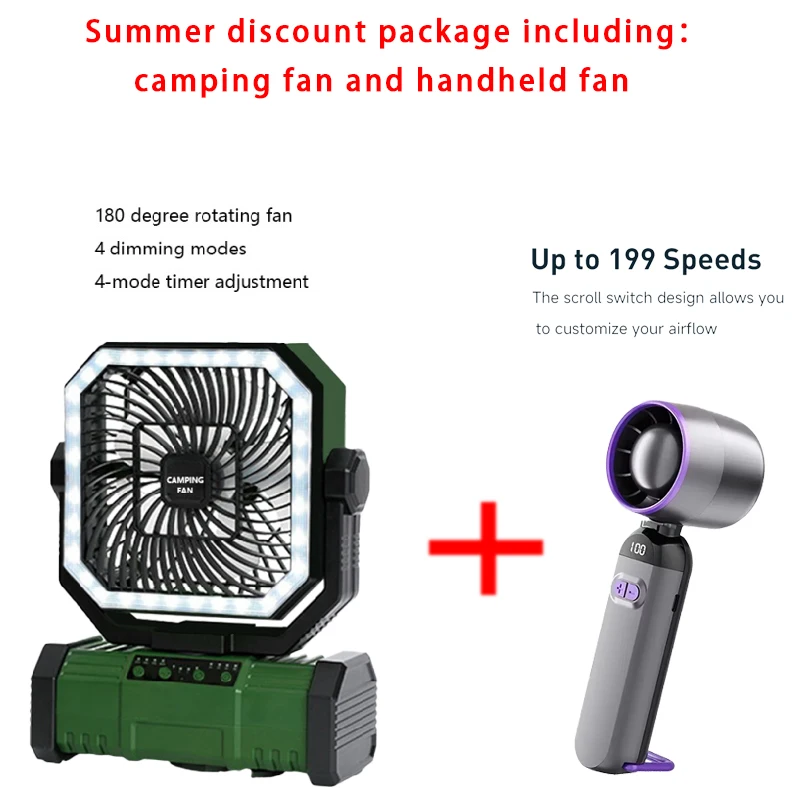 

Light and Remote Control Cool Air Circulation Camping Fan Camping Ceiling Fan Rechargeable Camping Circulator