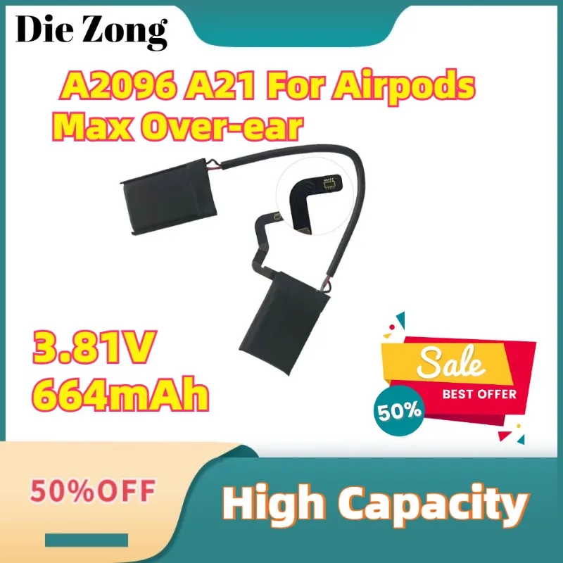 3.81V 664mAh Battery Replacement Repair Spare Parts Head Mounted Bluetooth Headset Battery A2096 A21 For Airpods Max Over-ear