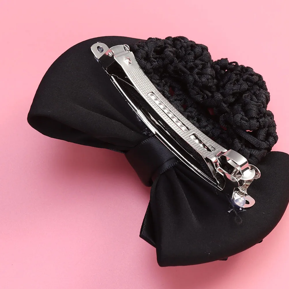 

3pcs Head Flower Net Bag Elastic Bun Bow Hair Snood Mesh Clip For Women Girls Big Bowknot Office Party Date Wear Cooling