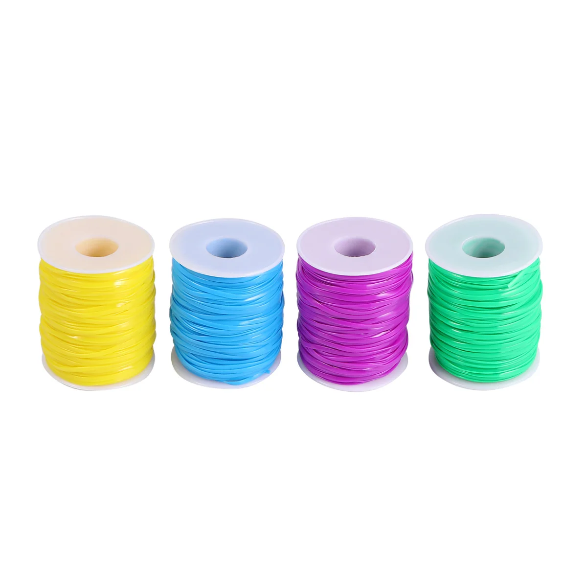 

4pcs 4 Rolls Pvc Flat Belt Wrapping Strip For Diy Craft Jewelry Packing Decor Accessory Band Green Yellow Purple Blue