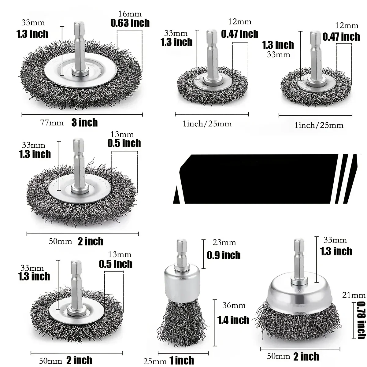 1/4 Inch Hex Shank Wire Brush Wheel Cup Brush Set 10 Pack Wire Brush for Drill 0.012 Inch Coarse Carbon Steel Crimped Wire Wheel