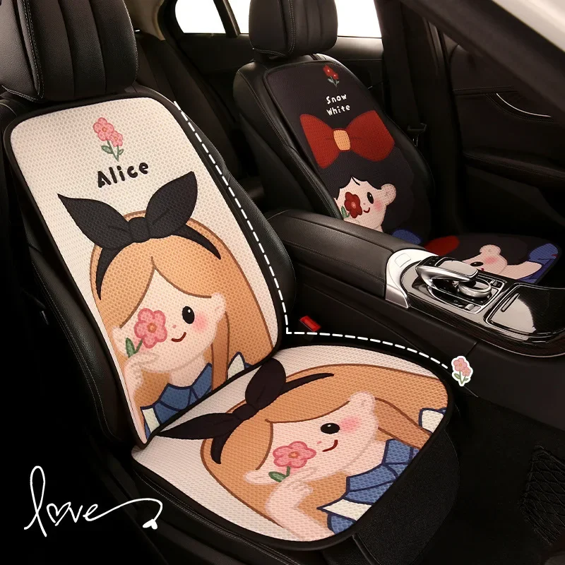 

New Cute Cartoon Car Seat Cushion Fashion Breathable Ice Silk Car Seat Cushion Cover Decoration Dust Proof Interior Accessories