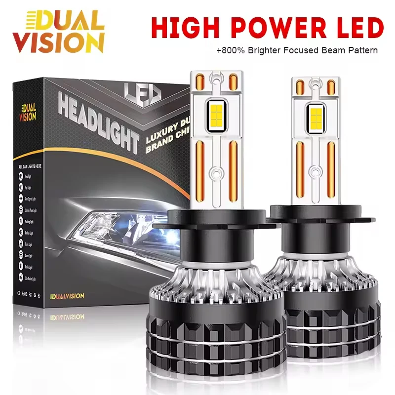 

2PCS K5C Plus H7 LED 30000LM Headlights CANBuS 6000K H1 H4 H11 9012 HIR2 H8 9005 9006 HB3 HB4 High Power 5570 CSP 12V Fog Bulbs
