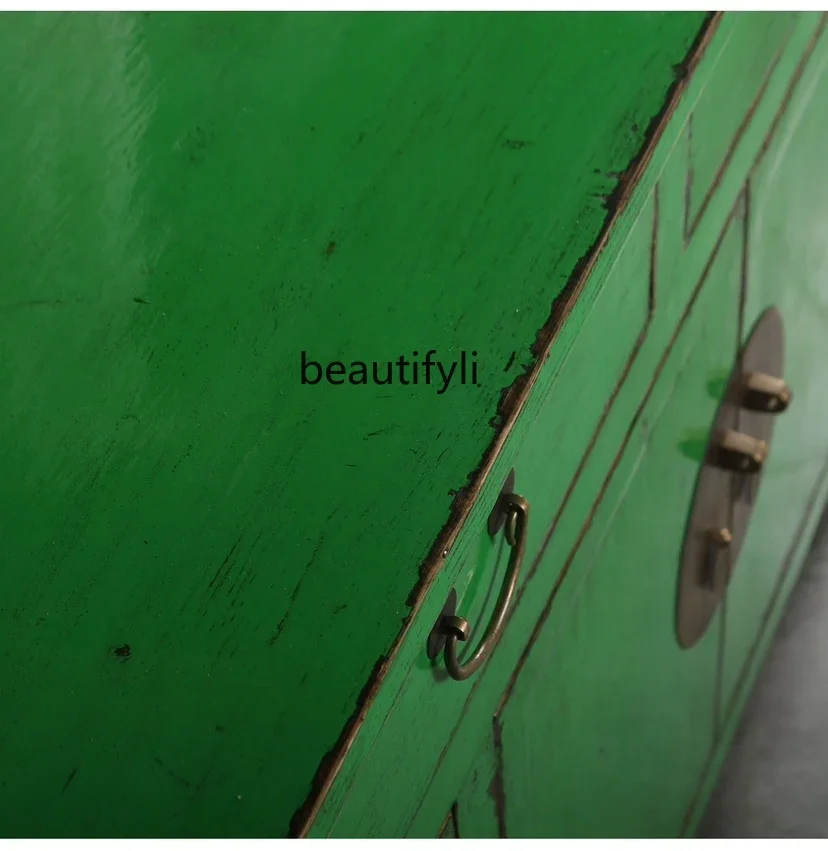 New Chinese-style solid wood porch cabinet large-capacity locker antique storage table partition decorative cabinet A15