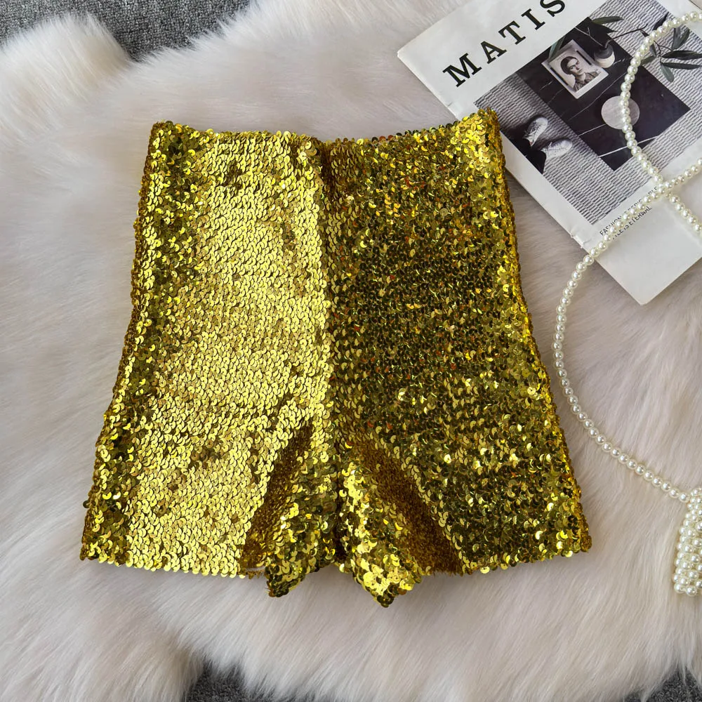 Shinny Sequins Short Pants Women Hot Summer High Waisted Female Booty Shorts Sexy Girl Streetwear Y2k Short Pants Dropshipping