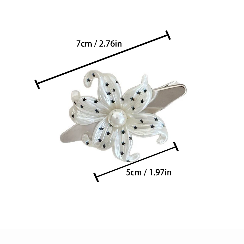 Elegant White Lily Star Polka Dot Pearl Hair Clips 1Pc 2Pcs Trendy Bangs Daily Fashion Hair Jewelry
