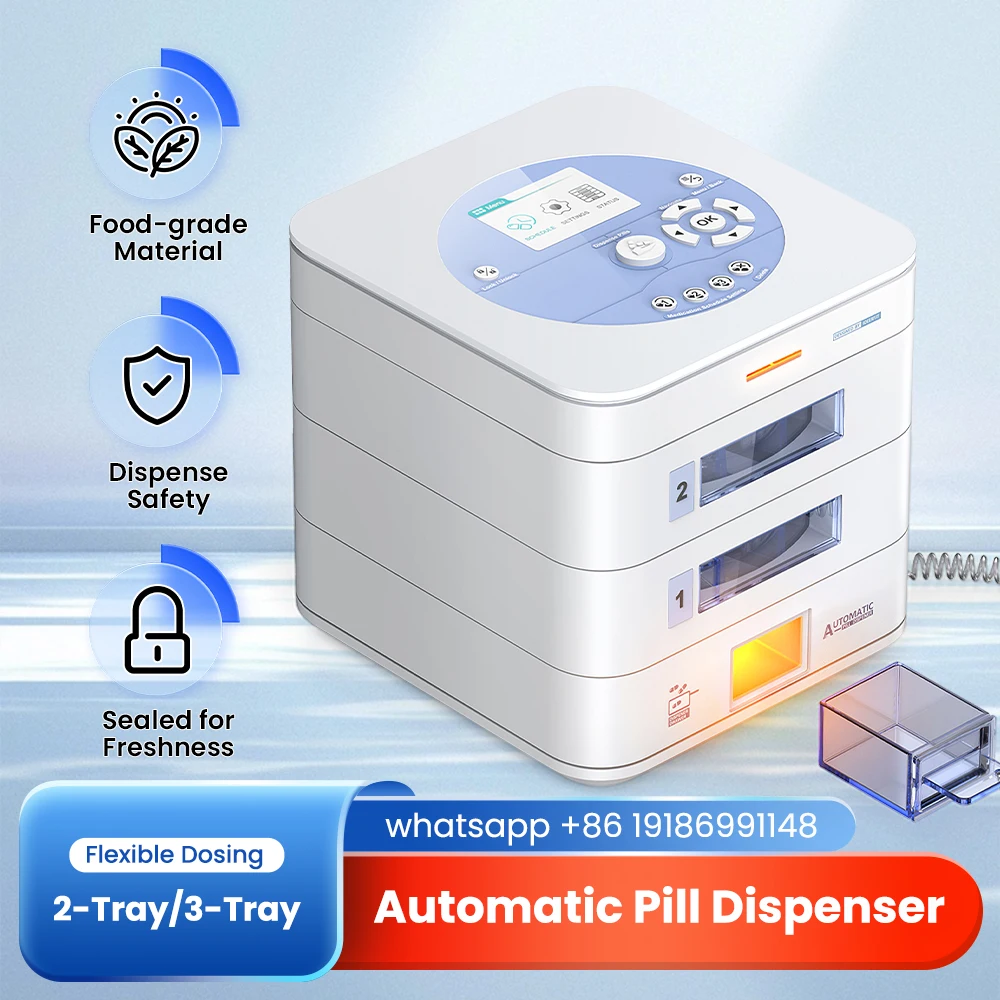 Automatic Pill Dispenser LCD Display Digital Lock Sound & Light Alerts Safe Medication Organizer Intelligent Drug Dispenser