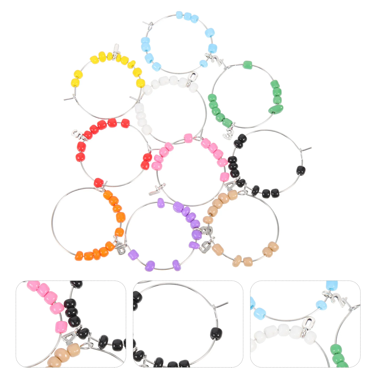

10Pcs Wine Glass Identifiers Beads Charms Reusable Drink Markers Party Supplies Decoration Tags for Cocktail Martinis