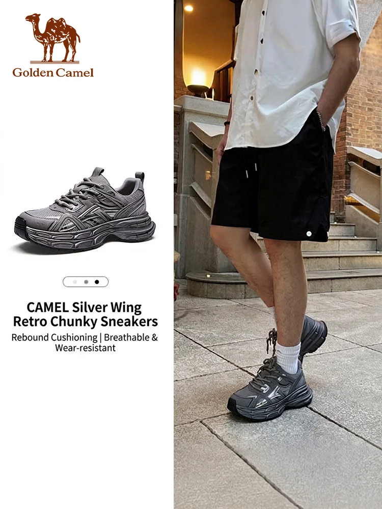 Golden Camel Popular Style Men Running Shoe Mesh Cow Split Microfiber Men Sport Shoes Lace Up Outdoor Jogging Shoes Men Sneakers