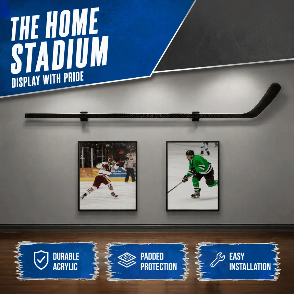 Acrylic Hockey Stick Wall Mount Horizontal Black or Transparent Hockey Stick Display Holder Wall Mounted Sports Gear Holder