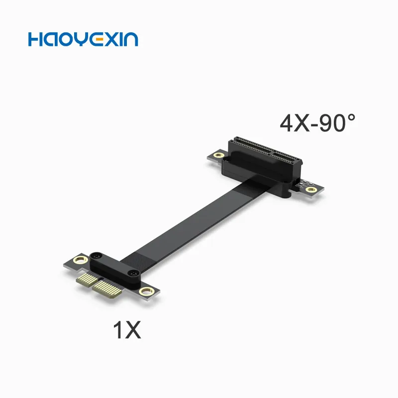 PCI-E X1 PCI Express 1X TO 4X  Riser Extension Ribbon Cable Gold-plated Connector Dual Vertical 90 Right Angle for 1U 2U PCIE3.0