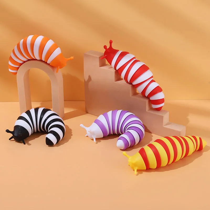 Articulado Sensorial Slug Toy para crianças e adultos, Verme realista, Caterpillar Fidget Toys, ADHD Autismo Stress Relief, Engraçado