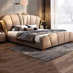 Replica Queen Size Simple Double Bed Waterproof Villa Leather Modern Twin Bed Frame Organizer Letto Matrimoniale Room Furniture
