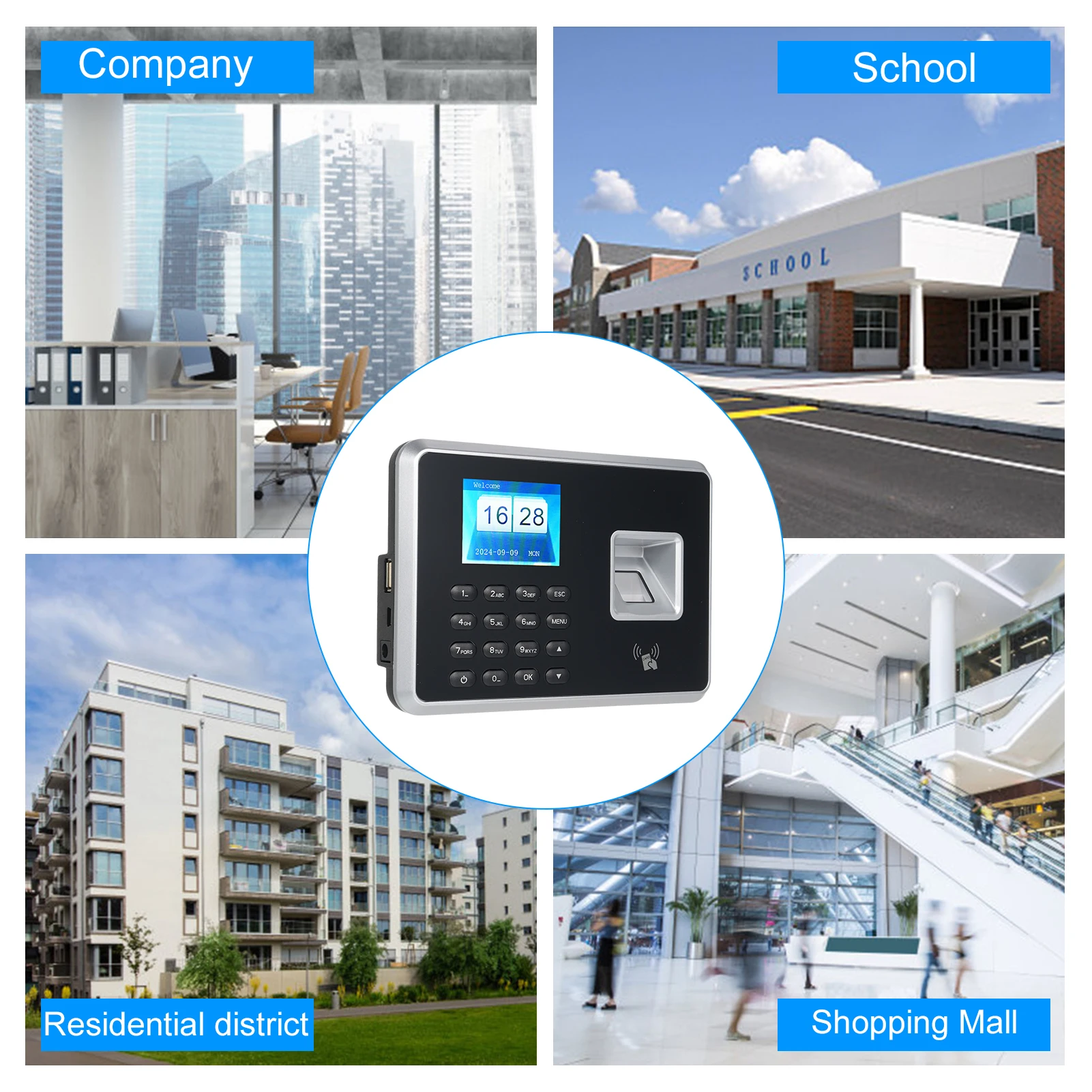 Biometric Time Clock Attendance Machine for Employees Biometric In and Out Punching Support 1000pcs Fingerprint Recognition