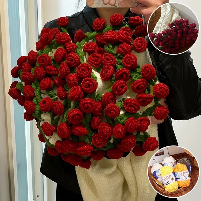 Diy Lily Of The Valley Rose Bouquet Blanket Handmade Weaving Material Pack Flower Carpet Gift