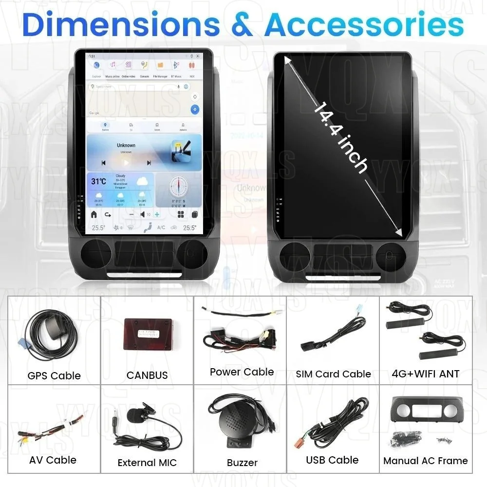 14.4 Inch Andriod 13 Radio For Ford F150 F250 2015 2016 2017 2018 2019 2020 2020 Car GPS Navi Multimedia Player Head Unit Screen