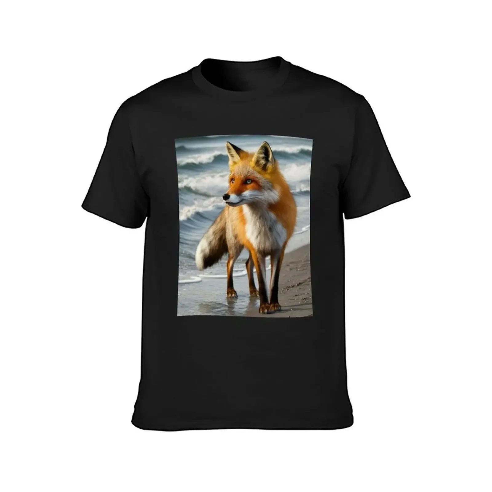 Fox Portrait. beach view T-Shirt vintage graphic tee heavyweights sweat t shirt men 100℅ cotton