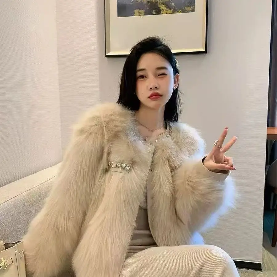Faux Fur Loose Short Coat Women Fashion Lapel Full Sleeve Warm Jacket 2025 Winter Daily Office Commute Street Outerwears Wh129