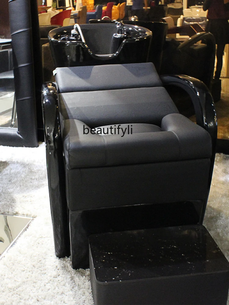 Shampoo Chair Hair Salon Flushing Bed Modern Generous Barber Shop Half-Lying Punch Bed FRP Ceramic Basin Bed