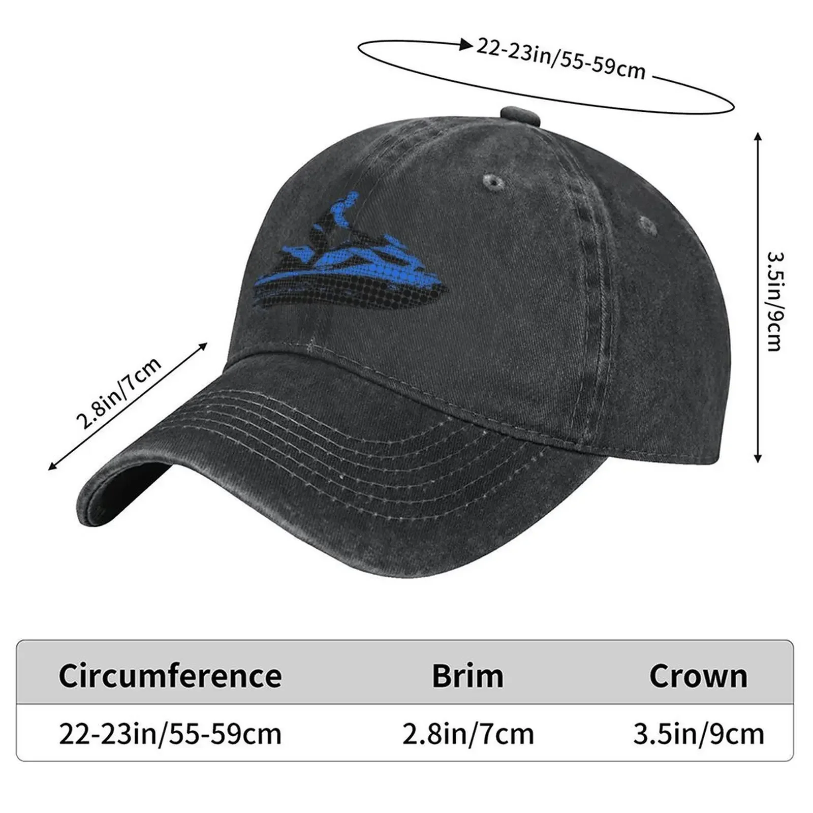 Jet Ski Racer on The Water in Dots Baseball Cap Golf Hat Kids Hat Designer Hat western Women's Golf Clothing Men's