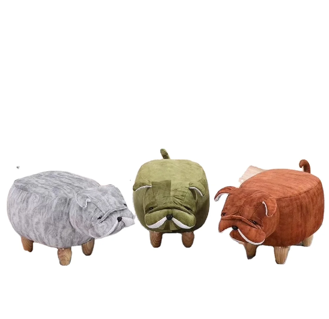 Custom Modern Design kids animals cartoon storage leather ottoman footstool