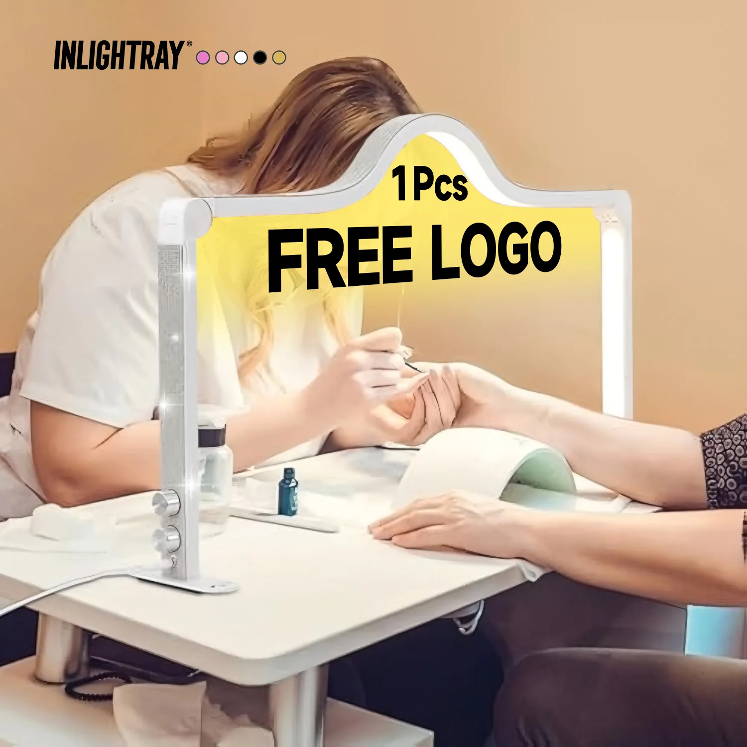 

Custom LOGO New Large Sauqre Table Lamp 35in Manicure Tech Fill Lighting Desk Lamp 48W Luxury Folding Nails Artists Beauty Lamp