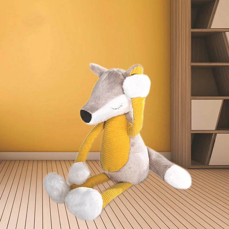 New Arrival Yellow Mixed Color Fox Stuffed Plush Toy Soft Long Legged Corduroy Home Decoration In Stock Wholesale Gift For Adult