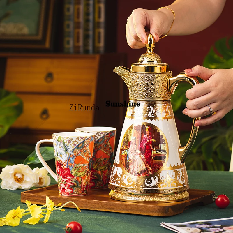 Thermos household large-capacity press-type boiling water bottle thermos bottle high-value soft ornament warm bottle