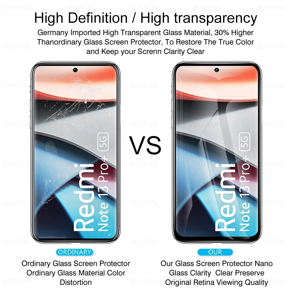 8In1ป้องกันหน้าจอกล้องสำหรับ Xiaomi redmi Note 13 Pro 5G ขอบสีดำกระจกนิรภัยบนสำหรับ Xiaomi redmi Note 13 4G Note13 Pro