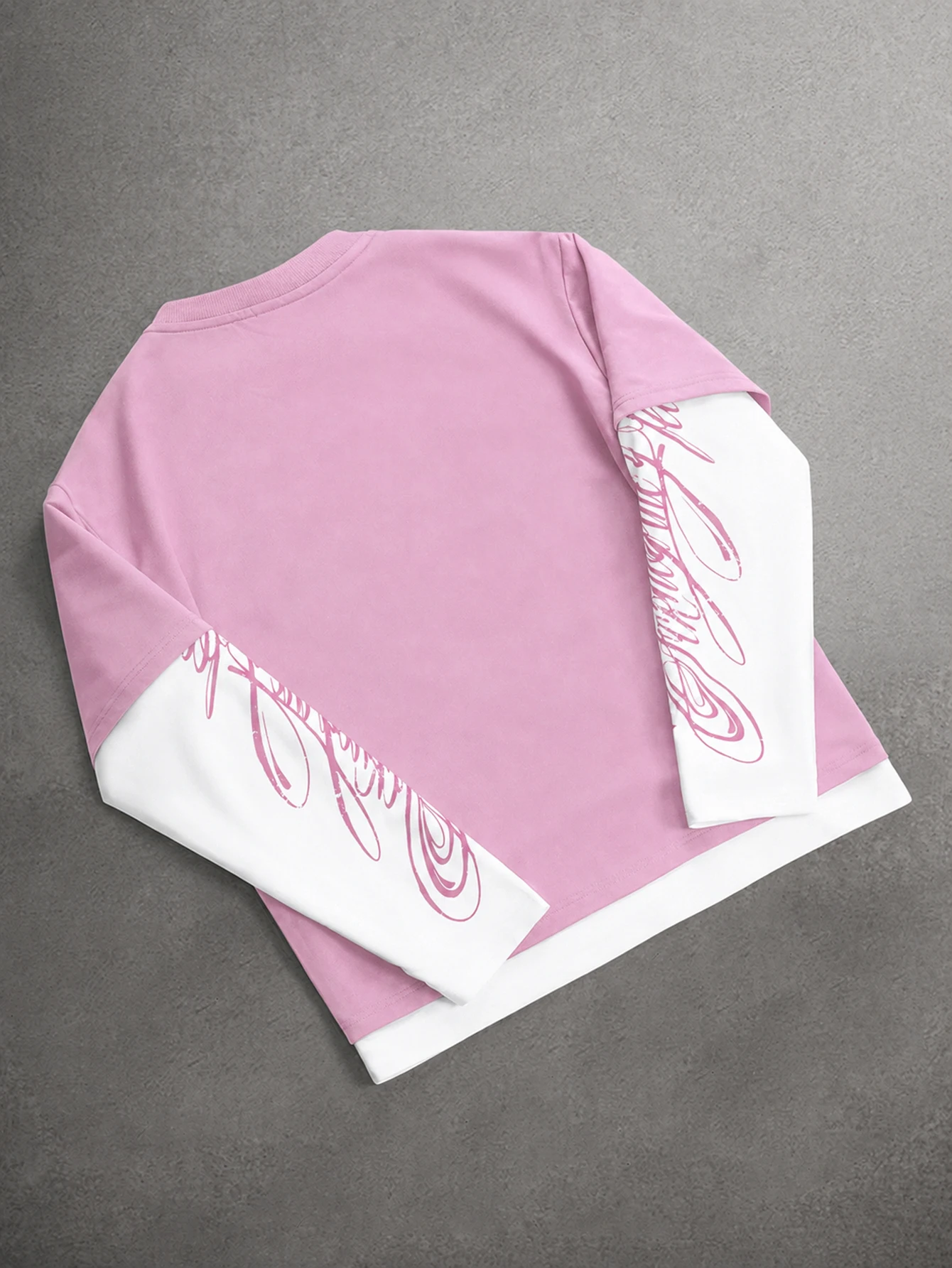 Herren- und Damen-T-Shirt mit Langen Ärmeln, Zweiteiliger Optik, Stern-Logo, Kursivdruck, Mehrlagiger Rundhalsausschnitt, Y2K Hip-Hop Streetwear, Oversized-Top – Detail 19
