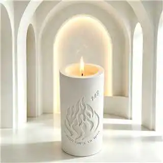 Flame Engraved Yahrzeit Candle Holder Silicone Mold Hebrew Inscription Casting Mould