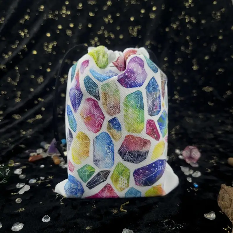 Plush Gemstone Pattern Tarot Cards Storage Bag Oracle Card Witch Divination Accessories Board Game Small Drawstring Package